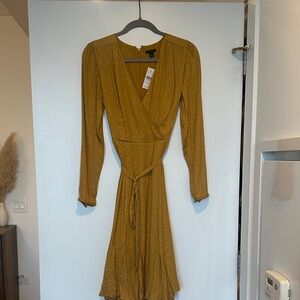 Ann Taylor Elegant Mustard Wrap Dress